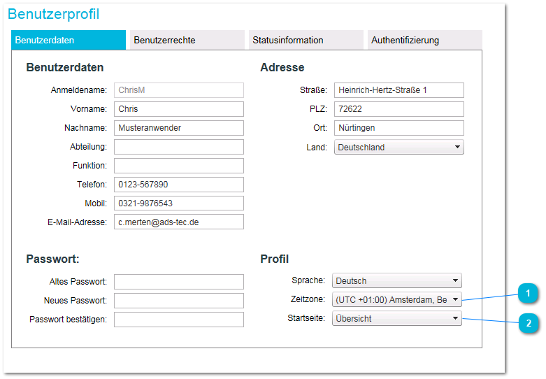3.1.1. Registerkarte "Benutzerdaten"